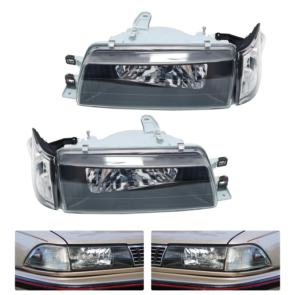 Headlights Set For 88 92 Toyota Corolla Sedan/Wagon W/ Corners Lamps Left+Right Foto 4 de 4