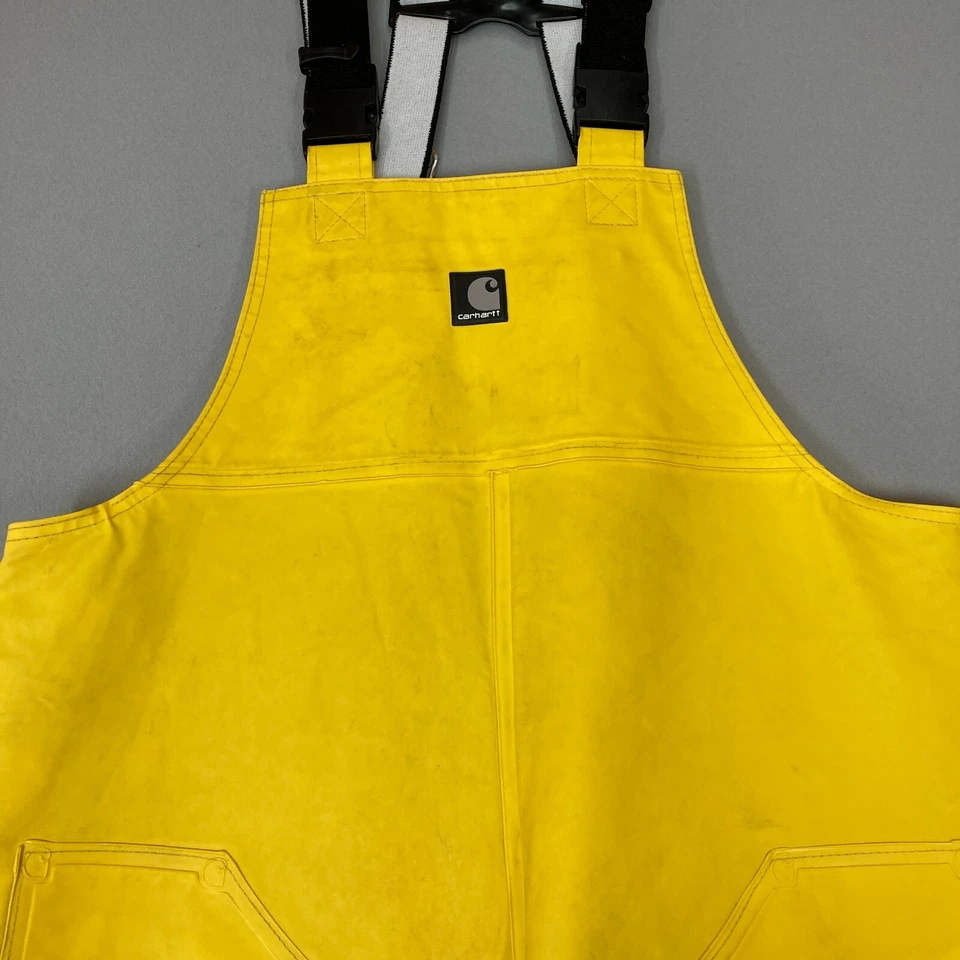 Carhartt Waterproof Overalls Jacket Set Mens Medium Tall R39YLW Fishing Work  - Image 3 of 4
