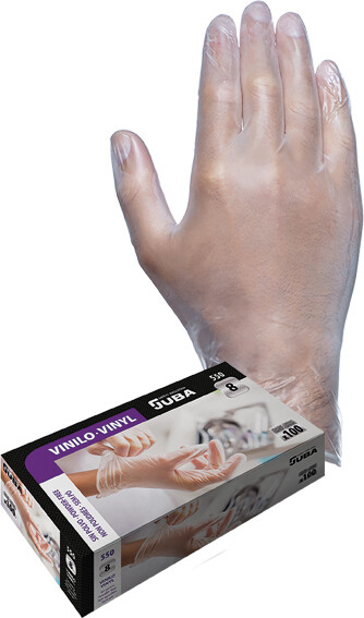 Juba Guante vinilo sin polvo desechable 550 natural Caja 100 Unidades T-S