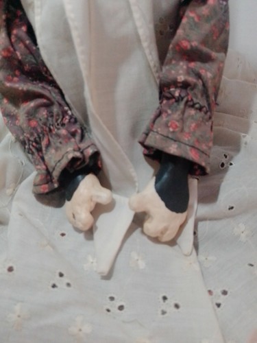 Vintage Hand Crafted Resin and Wood Pioneer Cat Person Doll Shelf Sitter 21 in. - Picture 3 of 4
