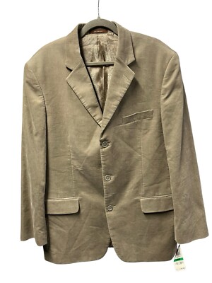 Tasso Elba Menswear Sport Coat Blazer Mens L Tan Corduroy Three Button Cotton