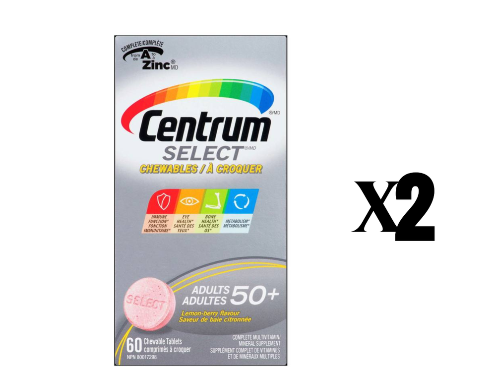 Centrum Select WOMEN/MEN 50+ Multivitamin 60 X2 Chewable Tablets From Canada