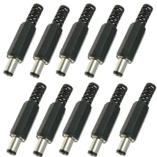 10Pcs 5.5 x 2.5mm Male Solder DC Power Barrel Tip Plug Jack Straight Connectors