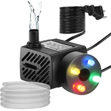 Submersible Water Pump with LED Lights for Fountain Pool Garden Pond Tank