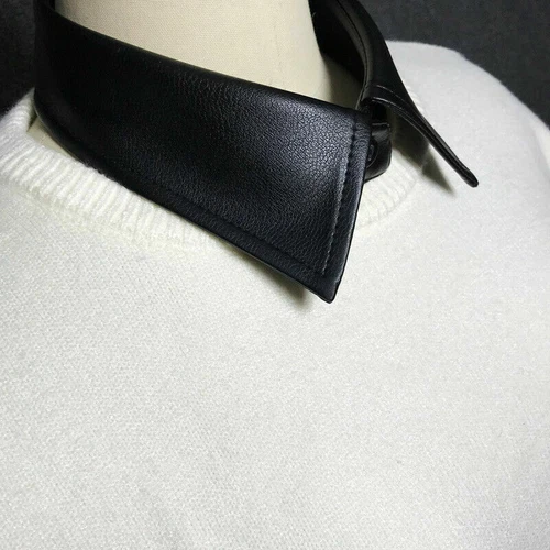 Desmontable Falso Cuello Imitación Cuero para Chaqueta Abrigo Suéter Camisa Negro - Imagen 4 de 7