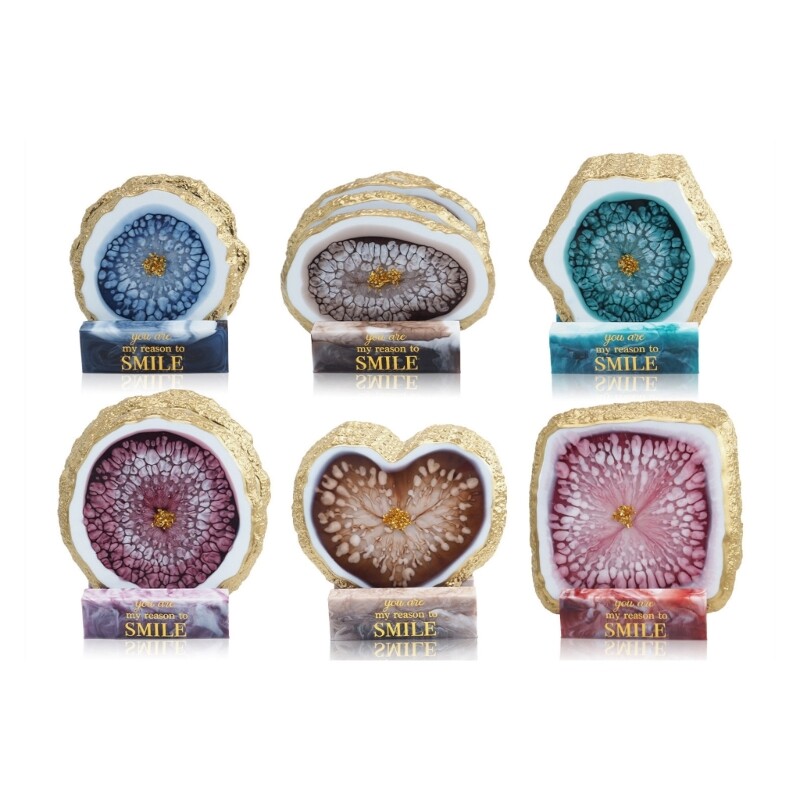 set Resin Casting Irregular Edge Tray with Holder Mold Cup Mat Silicone