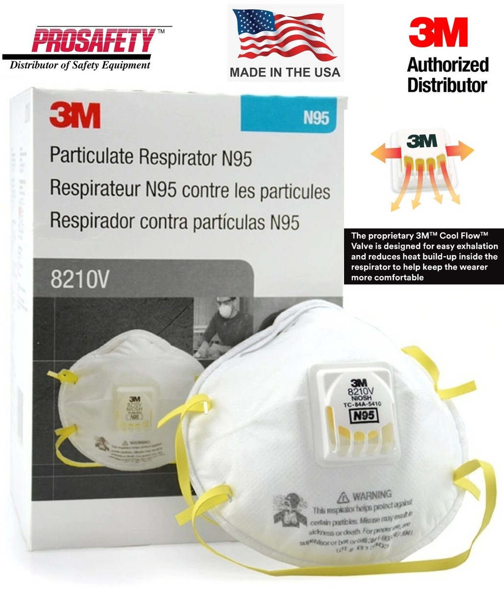 3M 8210V N95排気弁付マスク10枚入り7セット(計70枚) 新品未使用 3M 8210V N95 Respirator with Cool Flow Valve, White, Standard