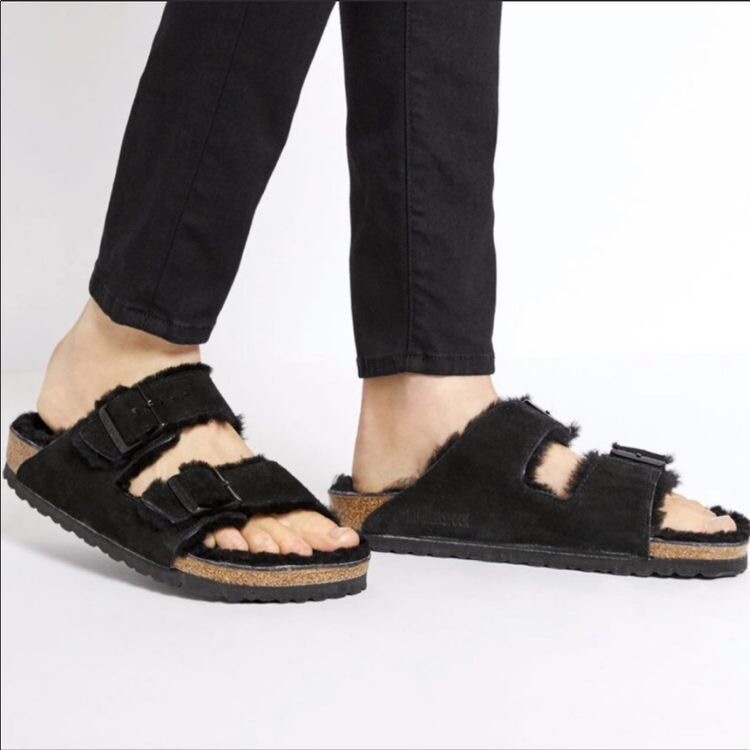 Anthropologie Birkenstock Arizona Shearling-Lined Sandals Size 37