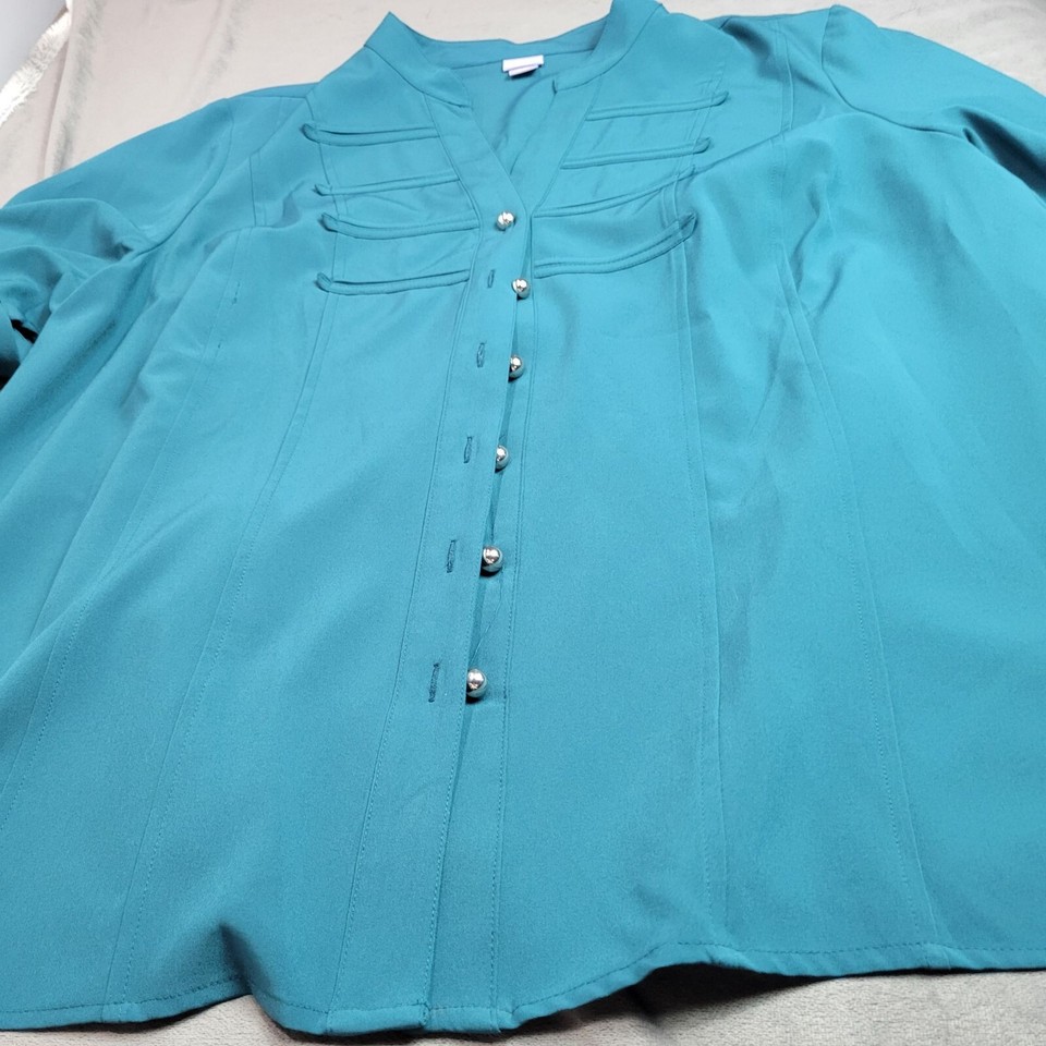 Laura Scott Womens Plus Military Blouse Deep Teal 18/20W ButtonDown eBay