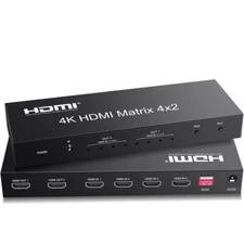 4x2 HDMI Matrix Switch,4 in 2 Out Matrix HDMI Video Switcher Splitter +Optical