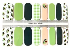 Avocado and Plaid Nail polish strips / Nail Wraps / Nail Stickers
