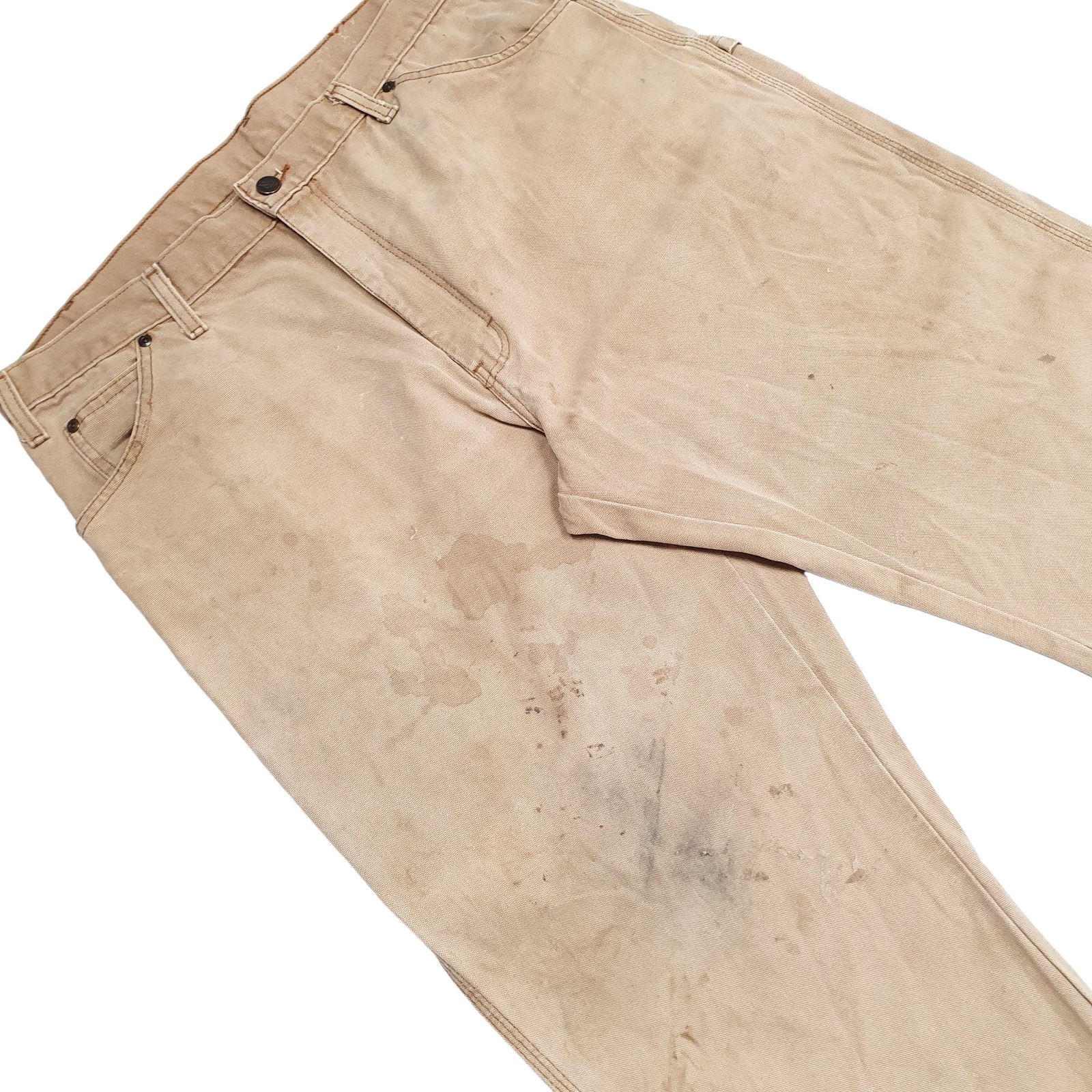 DICKIES Carpenter Workwear Trousers Cotton Brown Mens W38 L28 image 3