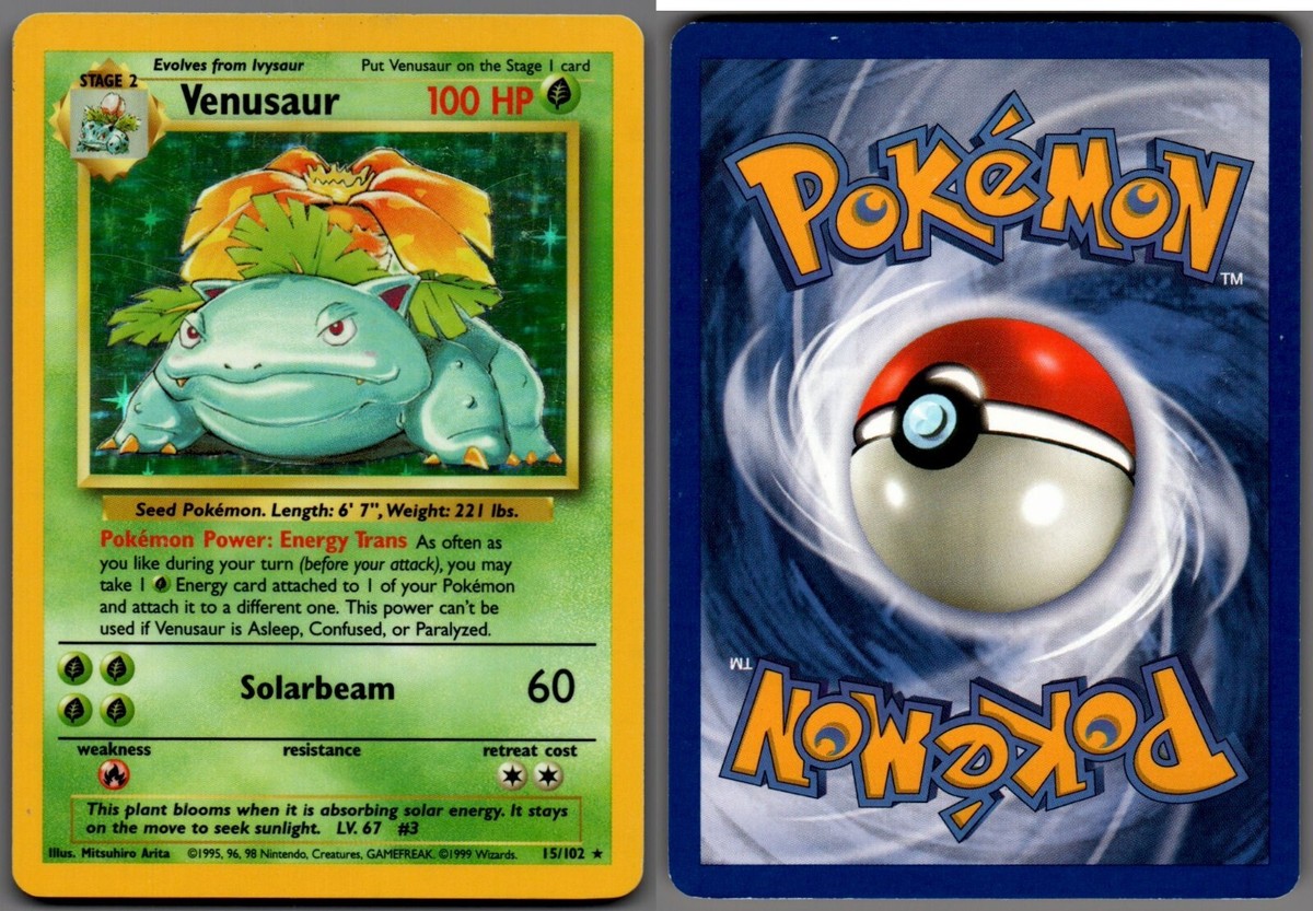 1999 Pokemon, Base Set, #15/102 Venusaur, Holo Rare (c) | eBay