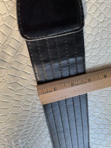 VTG Corset Belt Women Medium Black Faux Leather Covered Buckle Silver Prong 3” - Picture 7 of 10