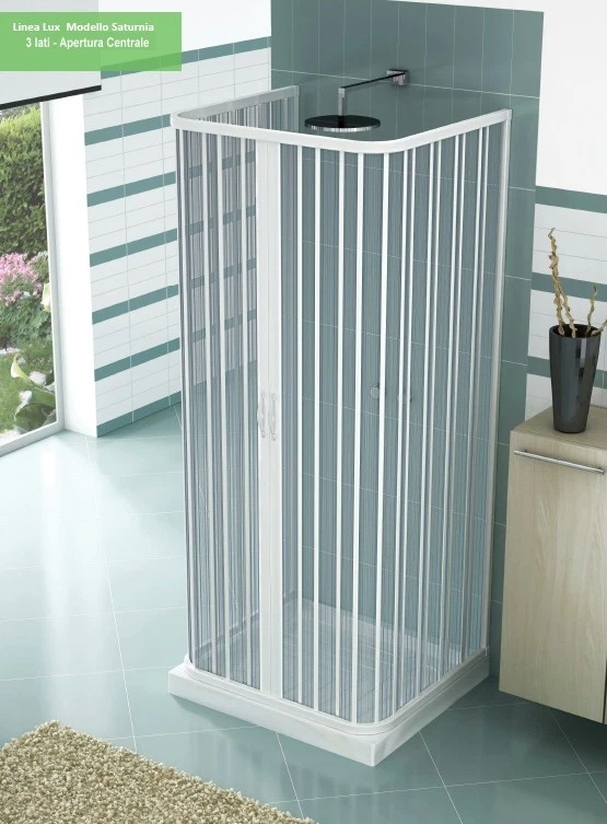 MONDOPLAST BOX DOCCIA CABINA PARETE BAGNO TRE LATI 3 A SOFFIETTO PVC RIDUCIBILE LARGHEZZA