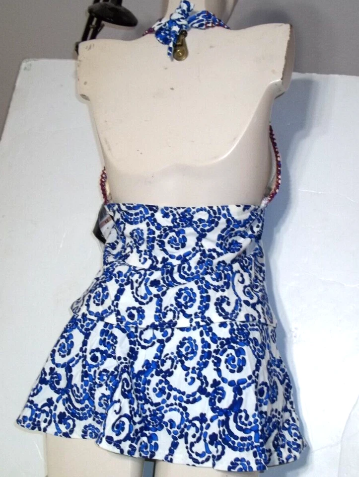 NOVO TRAJE DE BANHO BE CREATIVE TAMANHO 12 SAIA TANKINI TOP PARTE INFERIOR SAIA AZUL 2 PEÇAS - Imagem 2 de 4