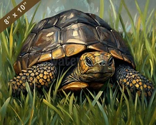 Gopher Tortoise in the grass oil painting 8x10 Print