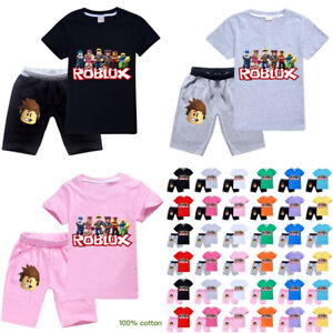 Kids Boys Girls Roblox Game Pattern T Shirt Short Pants Set Cotton Pajamas 3 12y Ebay - roblox pants id boy