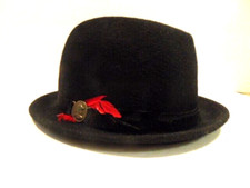 Vintage black Llama Felt Hats 100 wool man's fedora style hat: size 6 5/8