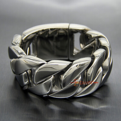 Men's Super Heavy 316L Stainless Steel Curb Cuban Link Chain Bracelet Necklace