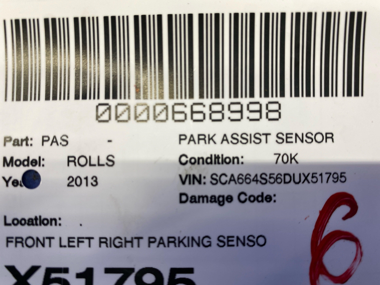 2009-2014 ROLLS ROYCE GHOST FRONT LEFT RIGHT PARKING SENSOR SET OF 4 9270492