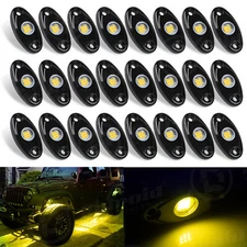 Amber 24 Pods LED Rock Lights For Jeep Offroad Boat Truck UTV ATV Underbody Lamp