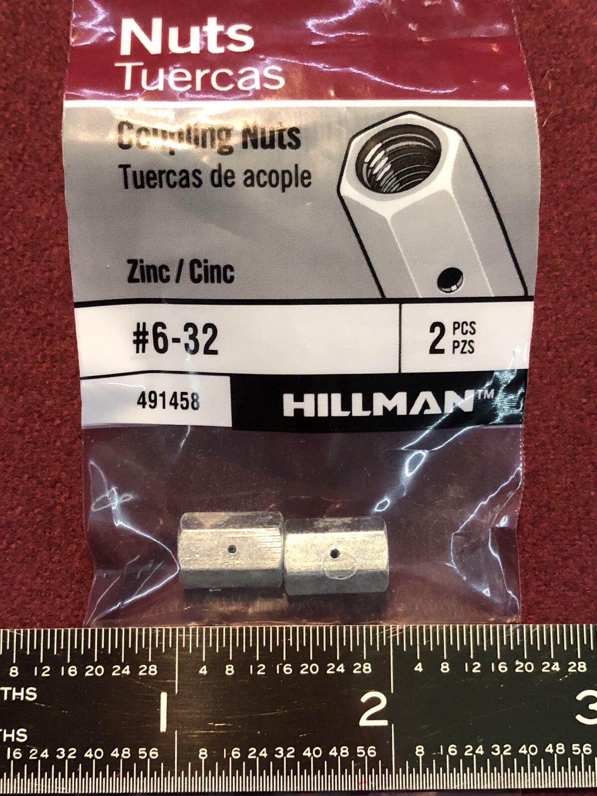 Hillman 632 Zinc Coupling Coupler Nuts Qty. 10 (5 Packs of 2 each