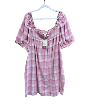 NWT a.n.a. Pink White Plaid Check Ruffle Trim Casual Dress Womens Plus Size  2X | eBay