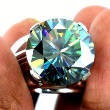 RARE 14.05 Ct Blue Diamond Men's Ring, Amazing Luster-No Tarrif.