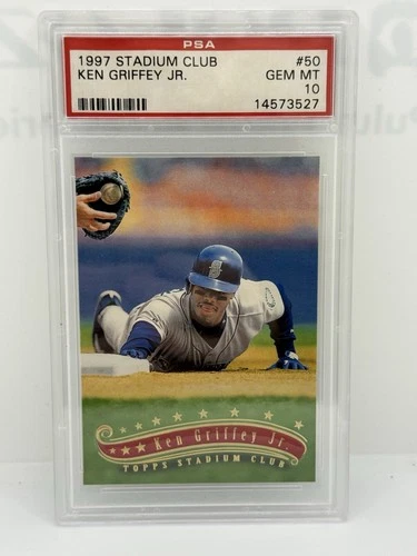 1997 Topps Stadium Club Ken Griffey Jr #50 Base Seattle Mariners PSA 10 Pop 26