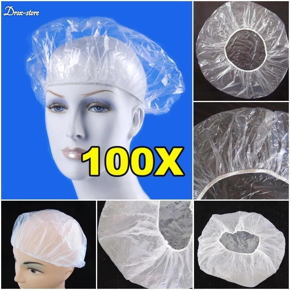 100Pcs/Lot Disposable Shower Cap Women Men Plastic Hat Bath Caps for Spa Us Hair