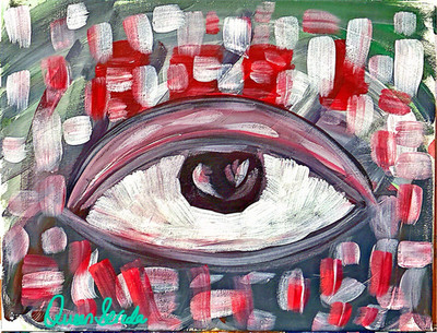 original mystical painting one big eye 12x16 fine wall art home design
