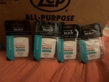 Lot of 4 Johnson Johnson Reach Dental Floss Waxed Cleanburst Spearmint 55yds