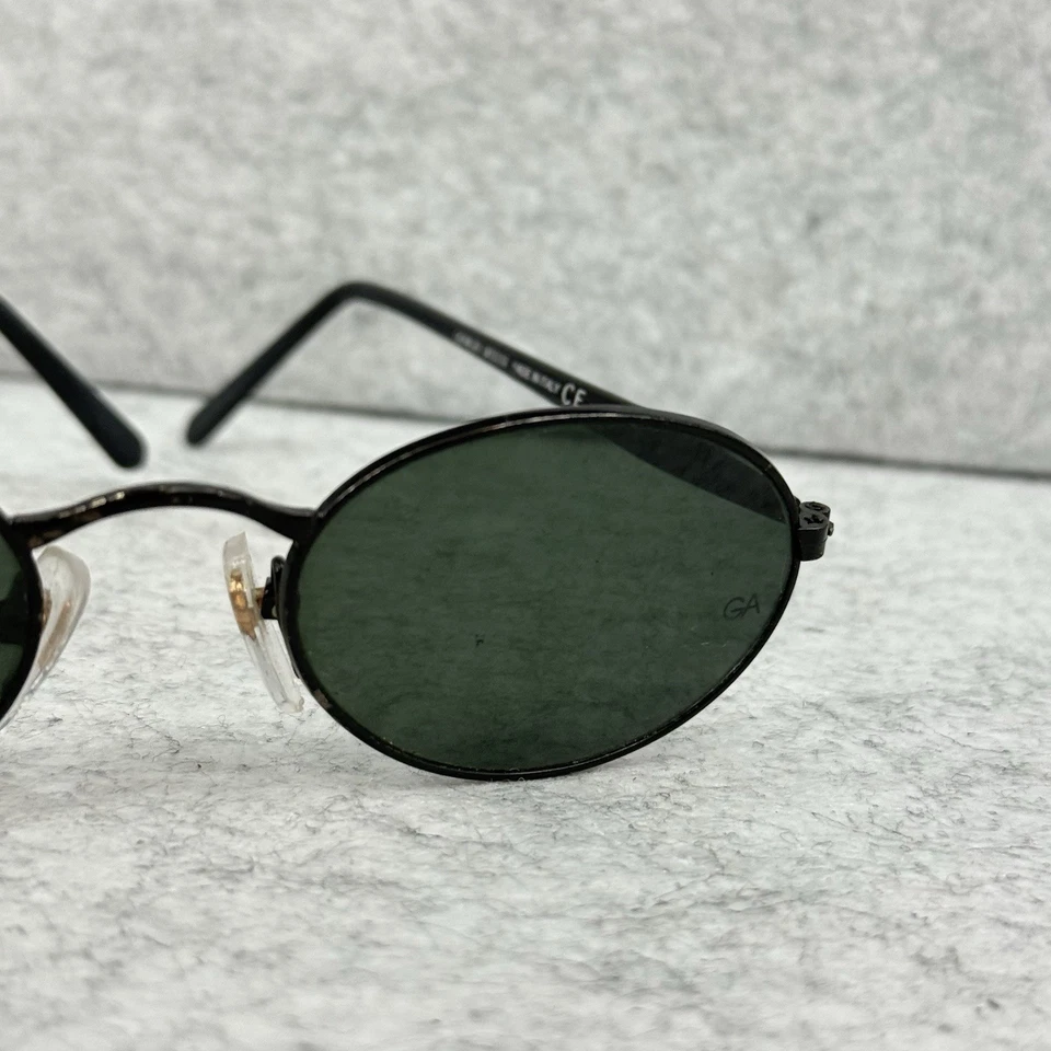 Giorgio Armani GA Oval Sunglasses Vintage Black Frame Green Lens Italy Unisex - Image 3 of 4