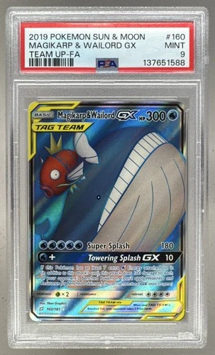 Magikarp Wailord GX 2019 Pokemon Sun Moon Team Up #160 PSA 9