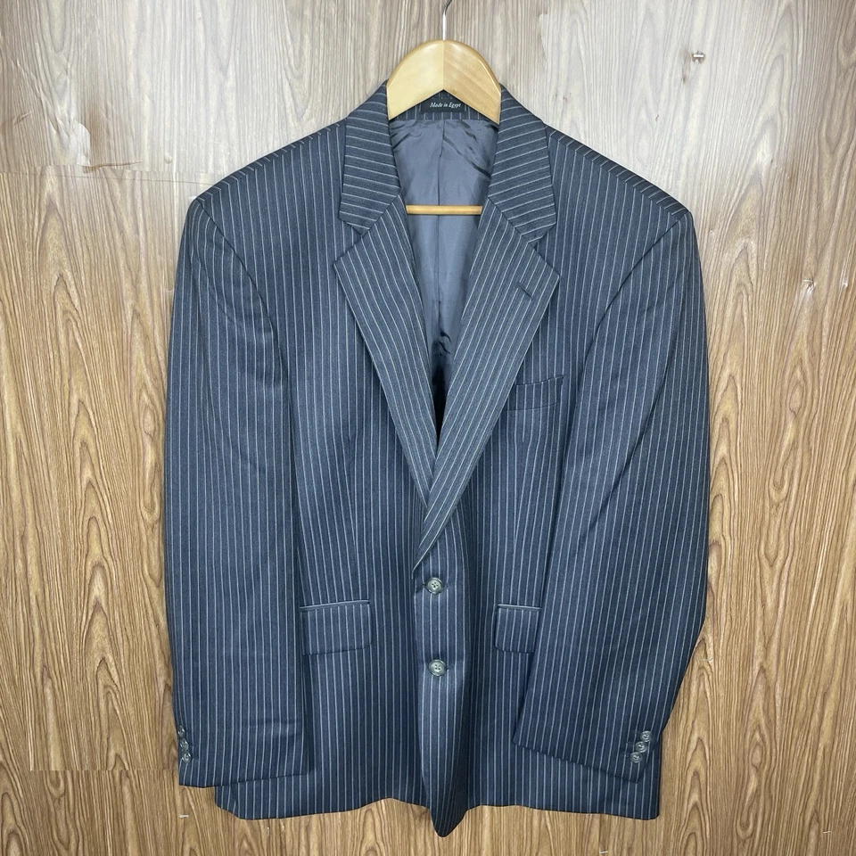 Traje Alexandre London Savile Row 2 piezas para hombre 44R 34x29 azul lana a rayas Foto 3 de 4