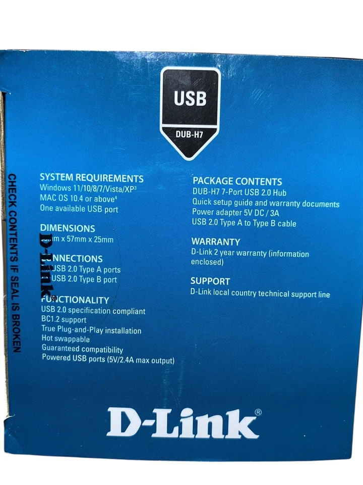 D-Link DUB-H7 Hi-Speed USB 2.0 7-Port Hub - Black - Image 4 of 4