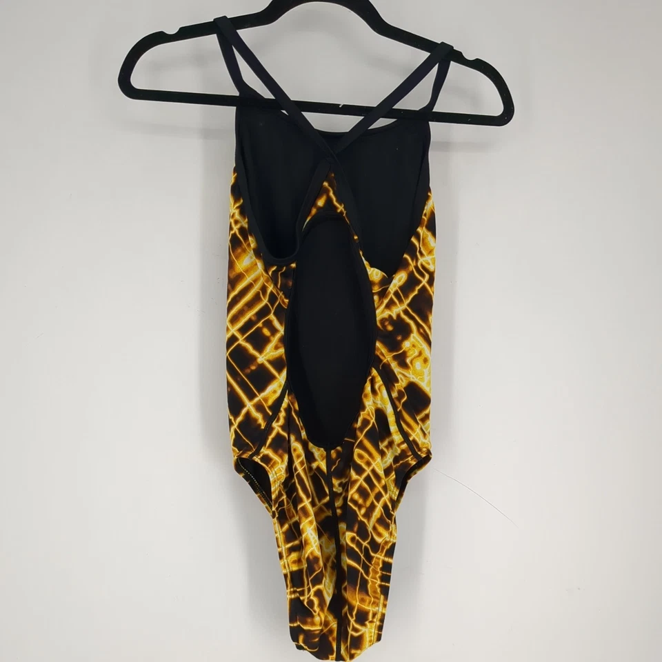 TYR Durafast One-Piece Swimsuit Yellow Brown Black Womens Size 36 - Image 3 of 4