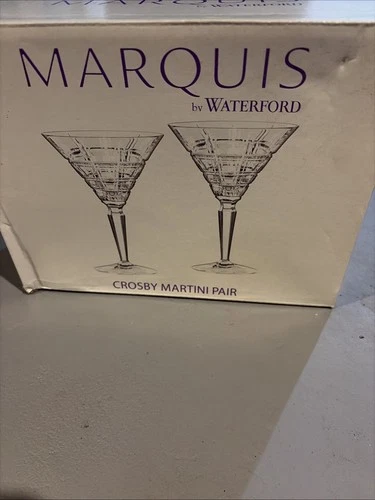 NWT Set of 2 Marquis Waterford Crystal "Vintage" Martini Glasses 7.2 oz Open Box