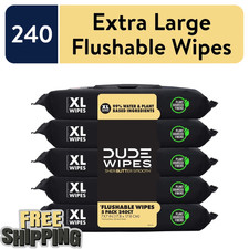 DUDE Flushable Wipes, Extra Large Shea BUTTer Smooth Wet Wipes, 240 Count