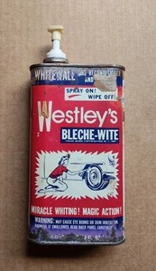 Vintage Westley’s Bleche-Wite Whitewall Tire Cleaner Advertising Tin Can - Empty
