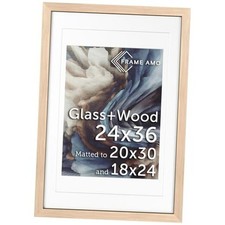 Solid Wood Poster Frame White Multi Mat for 20x30 and 18x24 24x36 Natural