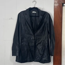 Adika Black Faux Leather Blazer Jacket Medium
