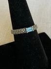 925 Sterling Silver Blue Topaz & Marcasite Ring Band Size 7 Vintage