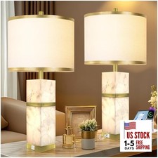 Natural Alabaster Table Lamps Set of 2 - Table Lamp with Night Light for Gold-3