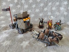 PLAYMOBIL  9341 ZWERGEN - KAMPFMASCHINE BALLISTE  mit 2 Ponys + 3 Zwergenkämpfer