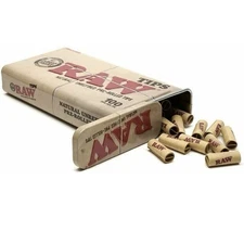 1x Tin (100 Tips Per Tin) Of AUTHENTIC Raw Rolling Paper Pre-Rolled Tips