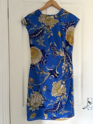  STUNNING Whistles Exotic Floral Pure SILK Bodycon Dress - Size UK 10-NEW 