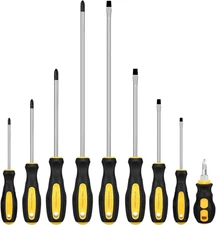 9Pcs Magnetic Screwdrivers Set, Including 12In Phillips and Slotted Screwdrivers