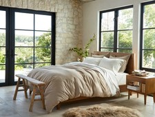 New COYUCHI Cloud Brushed Flanel Set Of 2 Standart Shams And Duvet Cover SizeF/Q